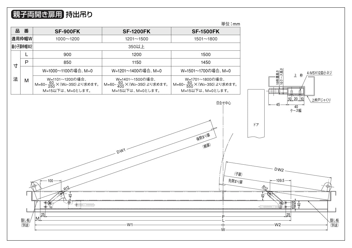 ニュースター 扉閉鎖順位調整器 SF-1200FK 【上枠格納型, NEWSTAR】
