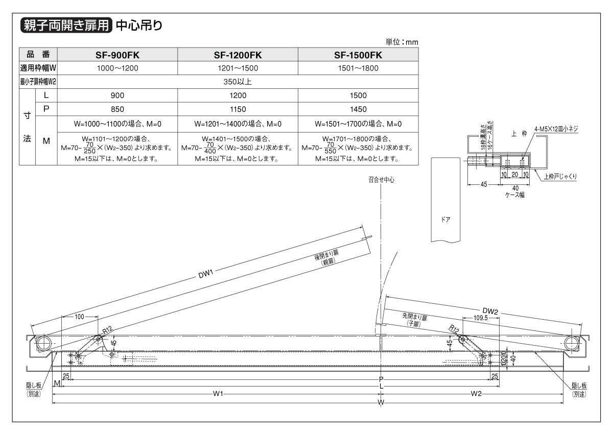 ニュースター 扉閉鎖順位調整器 SF-1500FK 【上枠格納型, NEWSTAR】