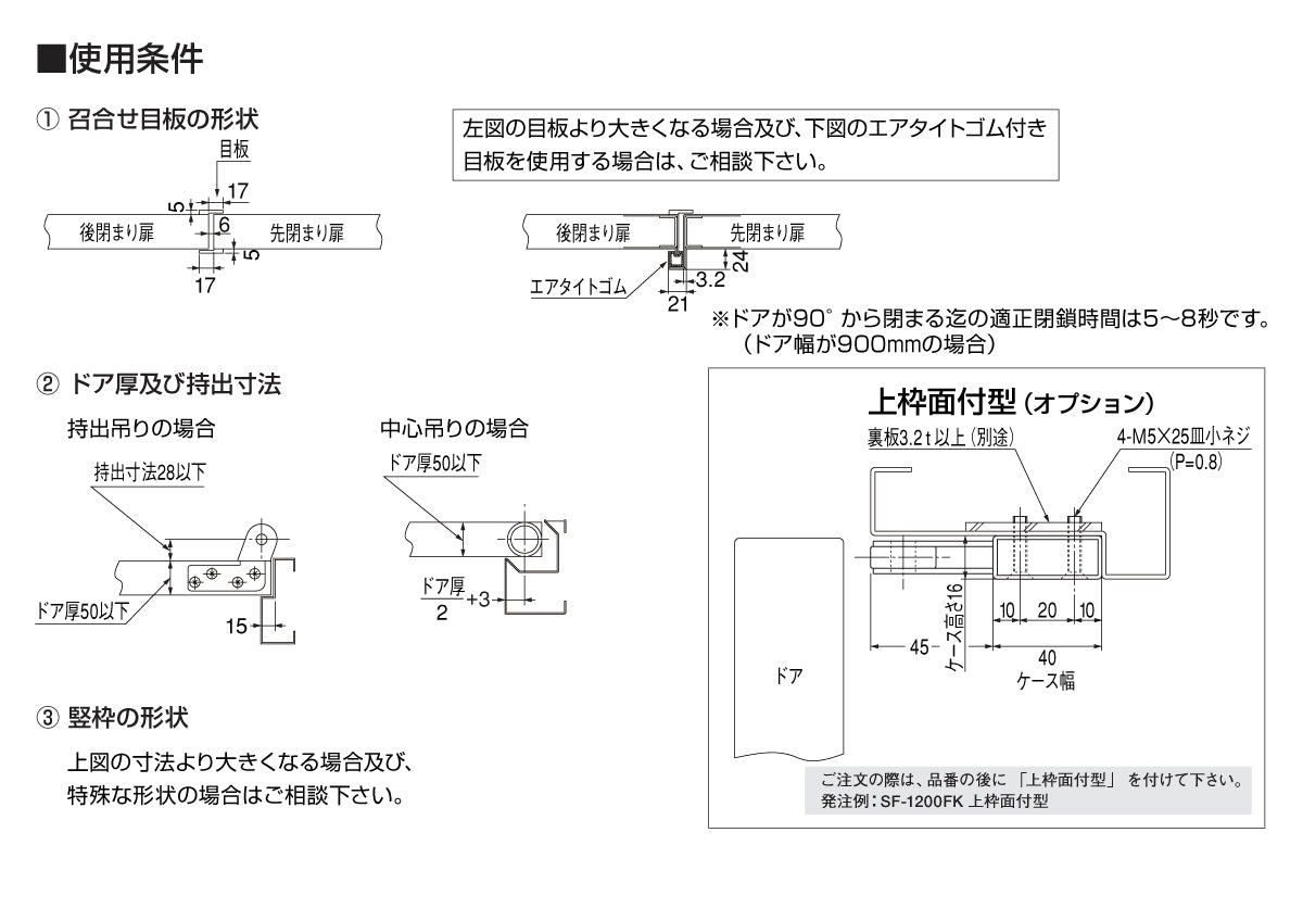ニュースター 扉閉鎖順位調整器 SF-1500FK 【上枠格納型, NEWSTAR】
