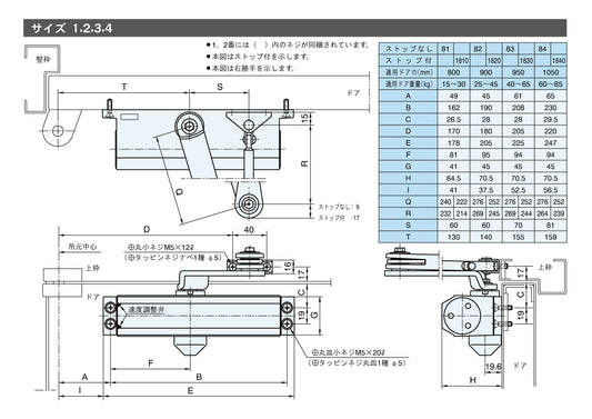 リョービ ドアクローザー 81 【ストップ無し, スタンダード型, 80シリーズ, RYOBI】