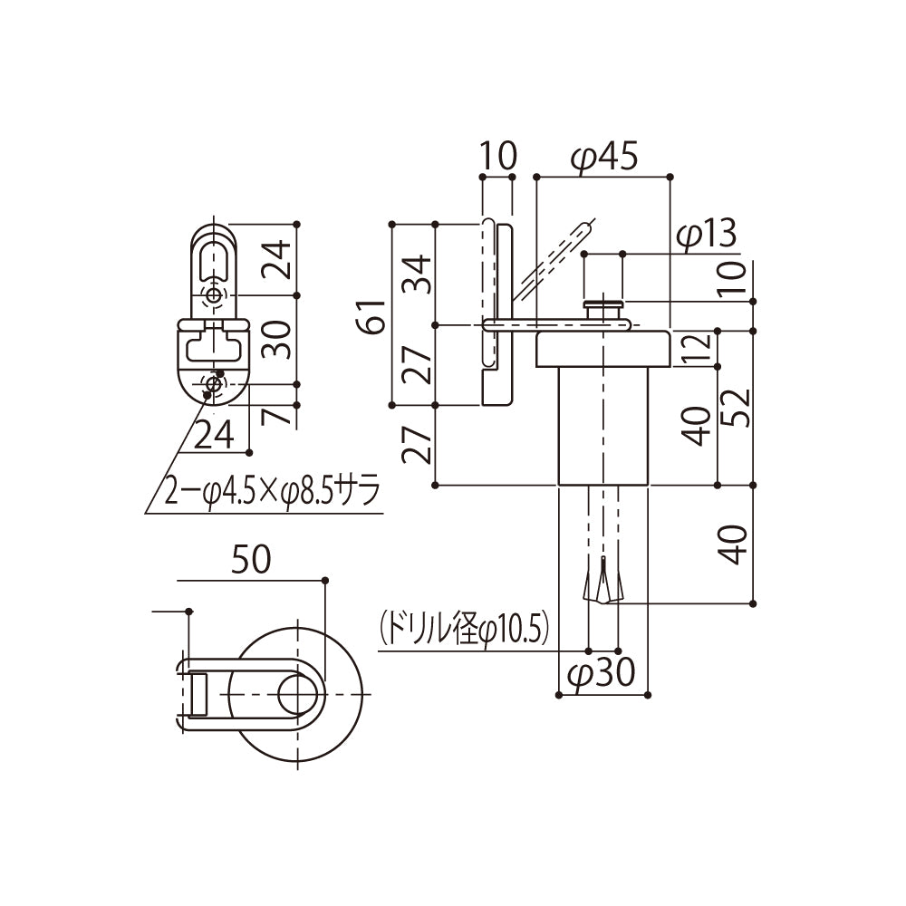 シブタニ ドアーストップ(フック付) DCF-56-50【戸当り, ハードウェア金物, SYS, Shibutani】