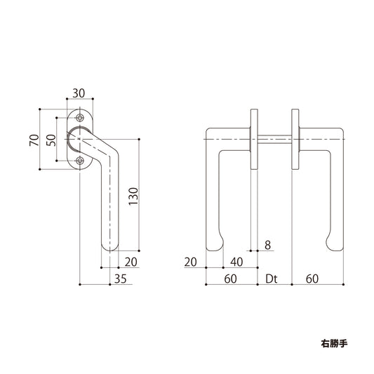 シブタニ グレモンハンドル H65(内外セット)【ATSシリーズ, グレモンボルトシリーズ, SYS, Shibutani】