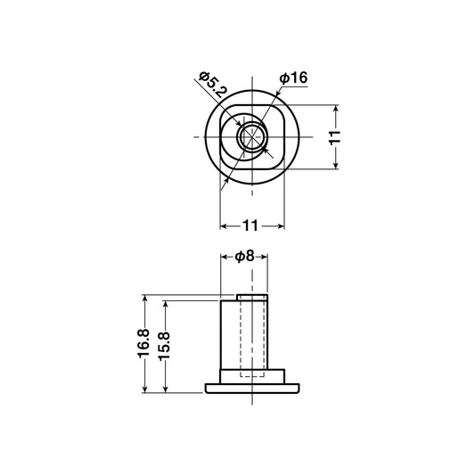ヨコヅナ 公団・公社用戸車 EKP-0011(シャフトのみ) 【交換用, 取替用, メンテナンス用部品・パーツ】
