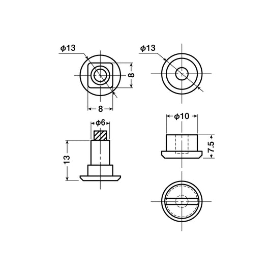 ヨコヅナ 公団・公社用戸車 EKP-0013(シャフトのみ) 【交換用, 取替用, メンテナンス用部品・パーツ】