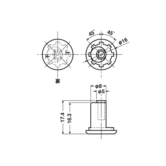 ヨコヅナ 公団・公社用戸車 EKP-0015(シャフトのみ) 【交換用, 取替用, メンテナンス用部品・パーツ】