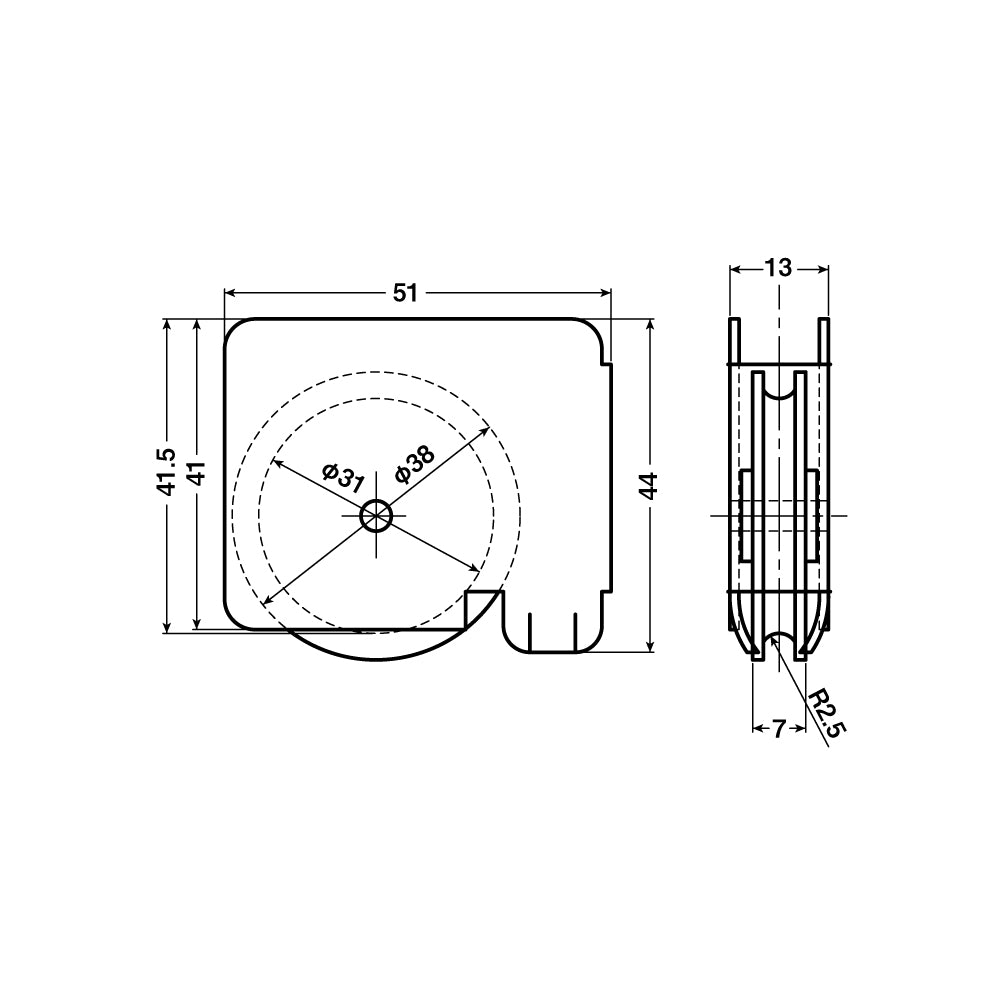 ヨコヅナ 公団・公社用戸車 EKW-0001(枠付き) 【交換用, 取替用, メンテナンス用部品・パーツ】
