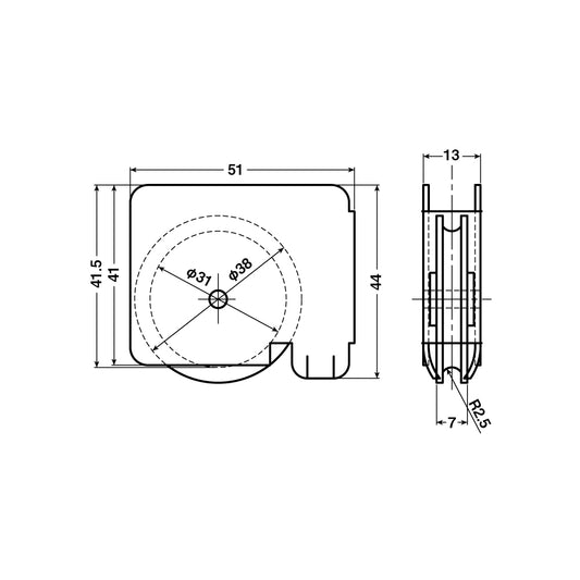 ヨコヅナ 公団・公社用戸車 EKW-0001(枠付き) 【交換用, 取替用, メンテナンス用部品・パーツ】