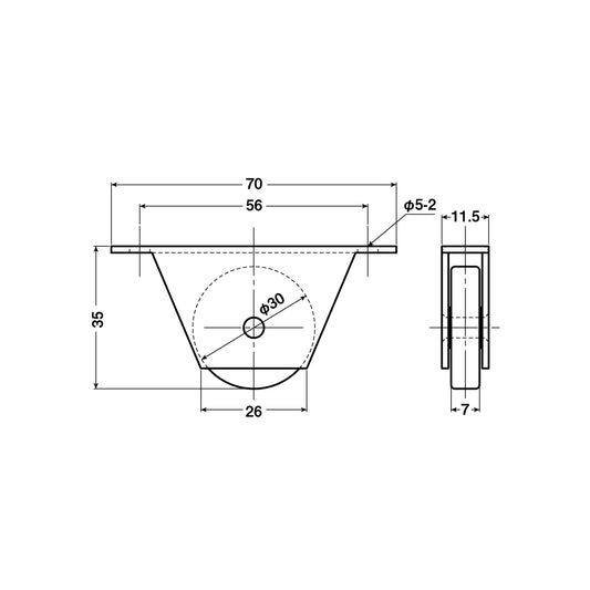 ヨコヅナ 公団・公社用戸車 EKW-0003(枠付き) 【交換用, 取替用, メンテナンス用部品・パーツ】