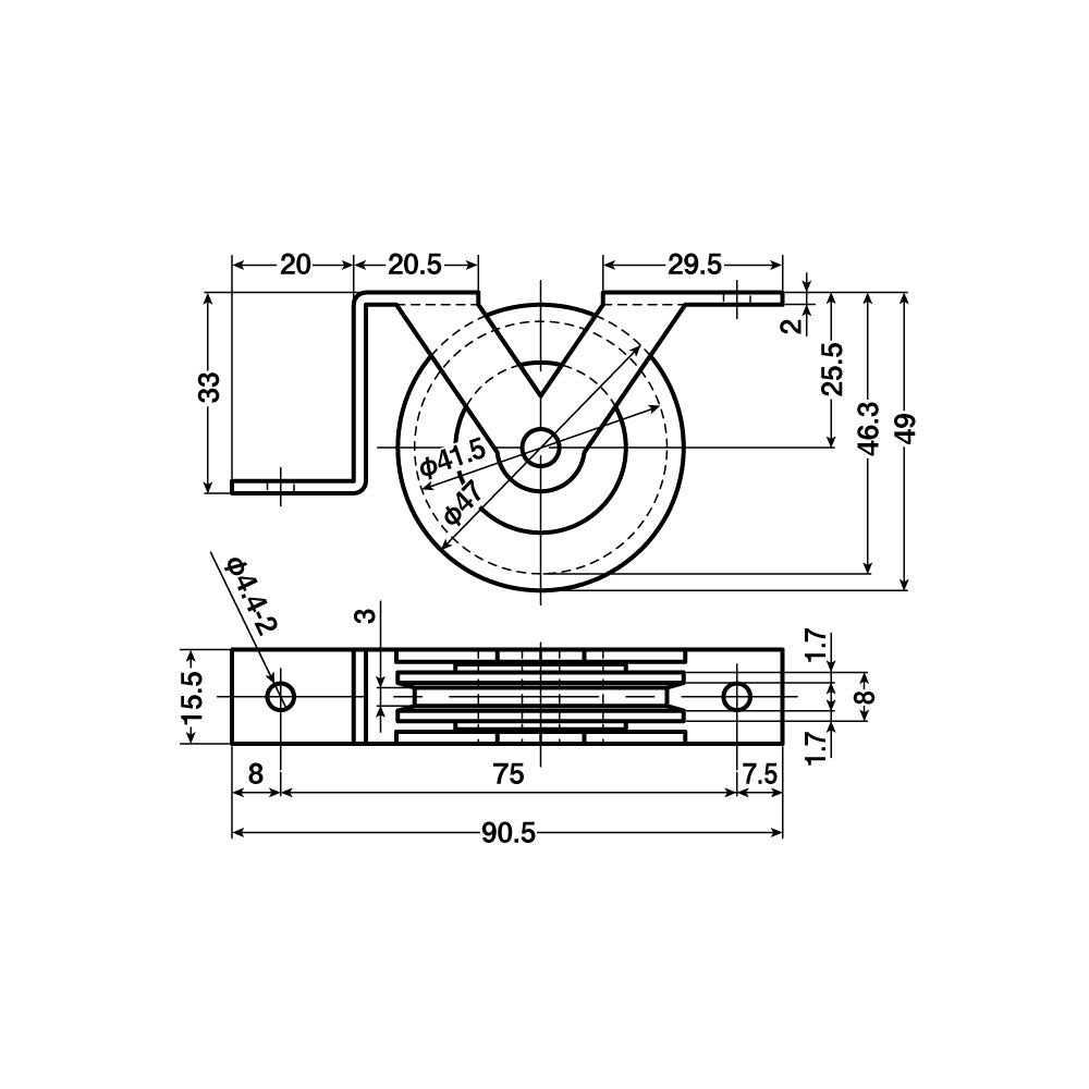 ヨコヅナ 公団・公社用戸車 EKW-0005(枠付き) 【交換用, 取替用, メンテナンス用部品・パーツ】