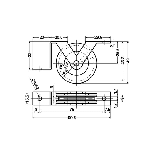 ヨコヅナ 公団・公社用戸車 EKW-0005(枠付き) 【交換用, 取替用, メンテナンス用部品・パーツ】