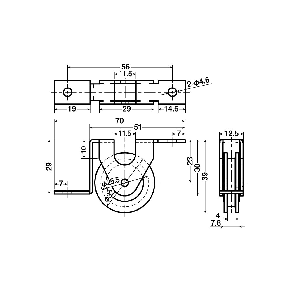 ヨコヅナ 公団・公社用戸車 EKW-0006(枠付き) 【交換用, 取替用, メンテナンス用部品・パーツ】