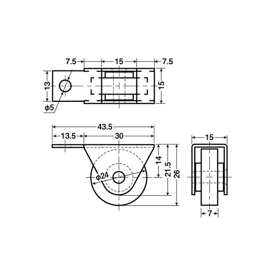 ヨコヅナ 公団・公社用戸車 EKW-0007(枠付き) 【交換用, 取替用, メンテナンス用部品・パーツ】