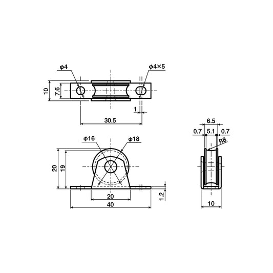 ヨコヅナ 公団・公社用戸車 EKW-0008(枠付き) 【交換用, 取替用, メンテナンス用部品・パーツ】