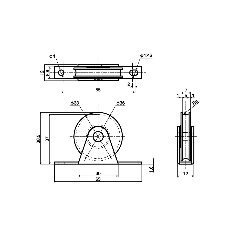 ヨコヅナ 公団・公社用戸車 EKW-0009(枠付き) 【交換用, 取替用, メンテナンス用部品・パーツ】