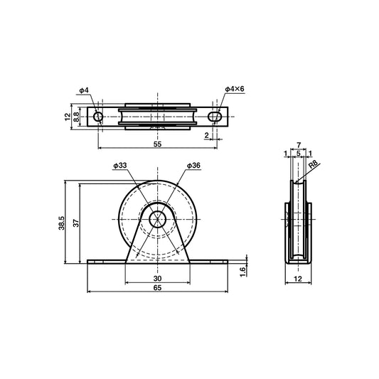 ヨコヅナ 公団・公社用戸車 EKW-0009(枠付き) 【交換用, 取替用, メンテナンス用部品・パーツ】