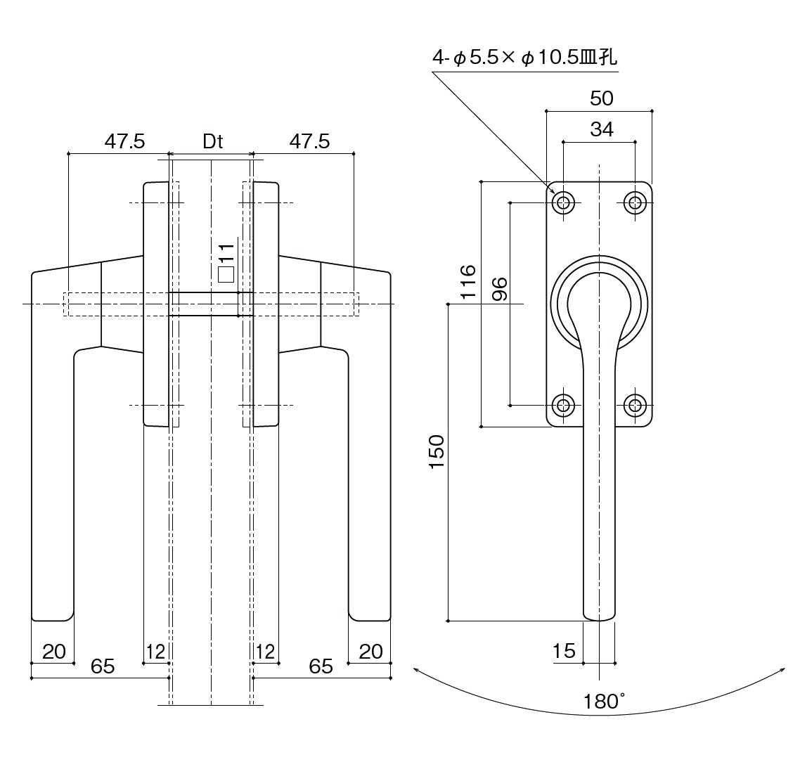 中西産業(Nakanishi) グレモンハンドル DC-X-180S (片面のみ)