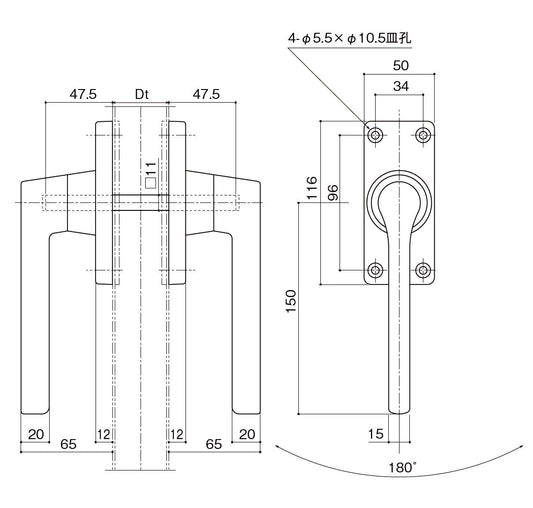 中西産業(Nakanishi) グレモンハンドル DC-X-180S (片面のみ)
