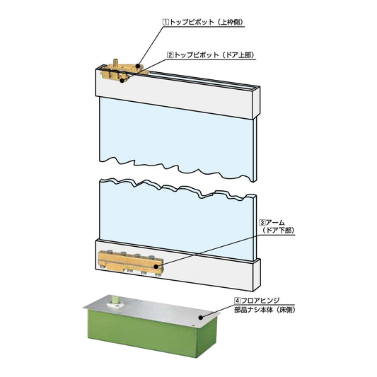 大鳥機工 フロアヒンジ SH-130 【ストップ付き, 中心吊り・自由開き(内外100°開き), 強化ガラスドア用, DIA, Diamond, ダイヤモンド】