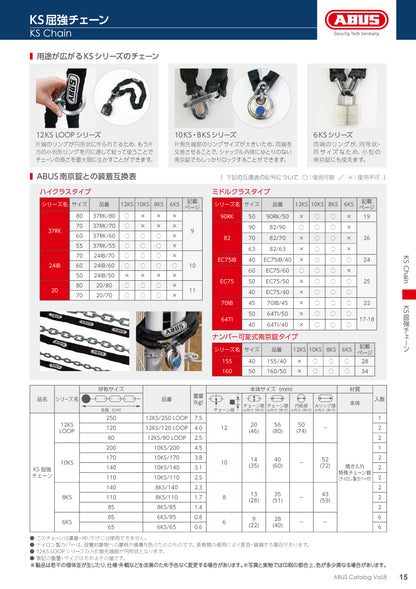 アバス KS屈強チェーン 12KS LOOP【セキュリティ, 防犯商品, KS Chain, ABUS】