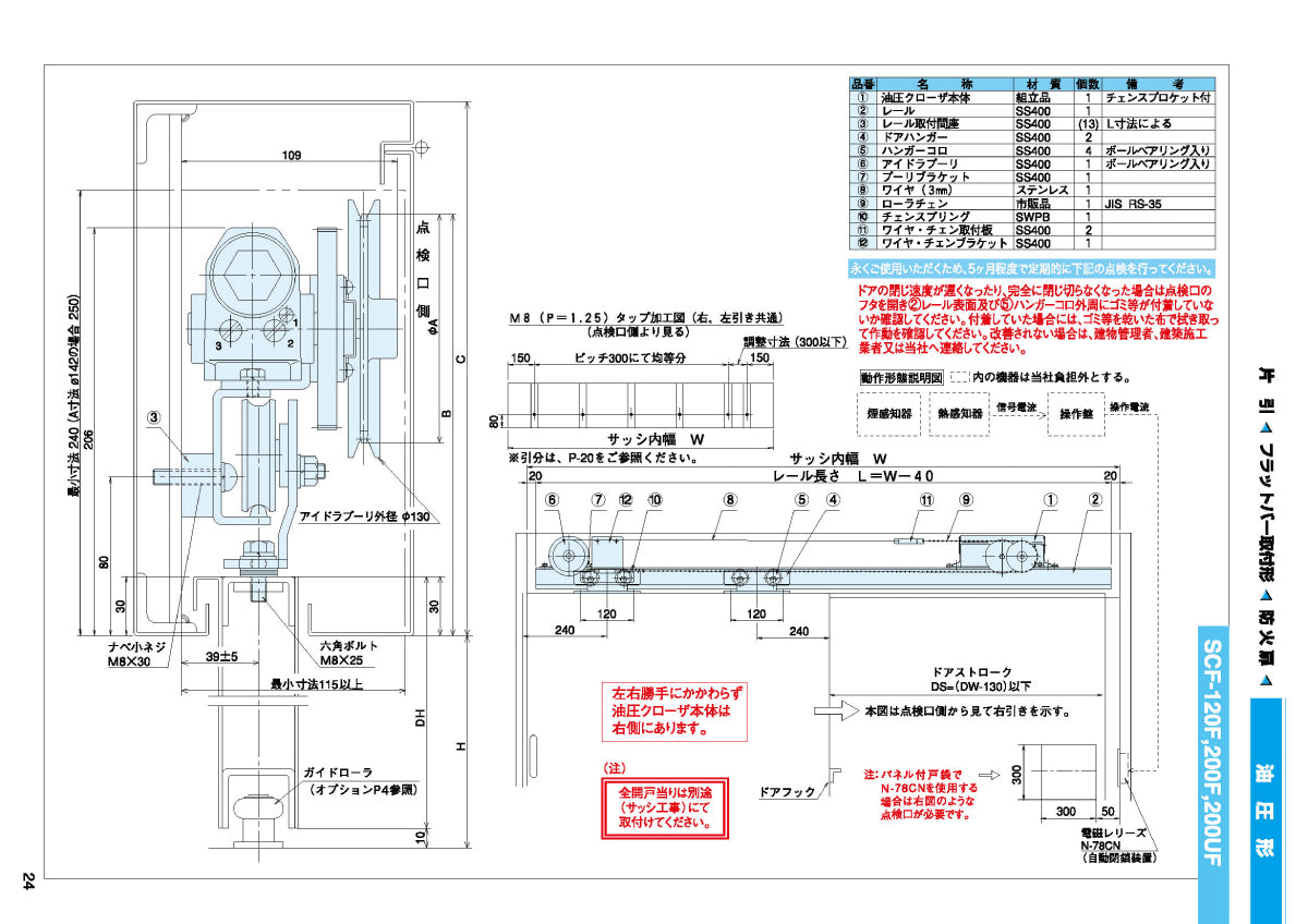 SCF-200F｜THUスライドクローザー｜ハシダ技研 – イブニーズ.com- 建築 