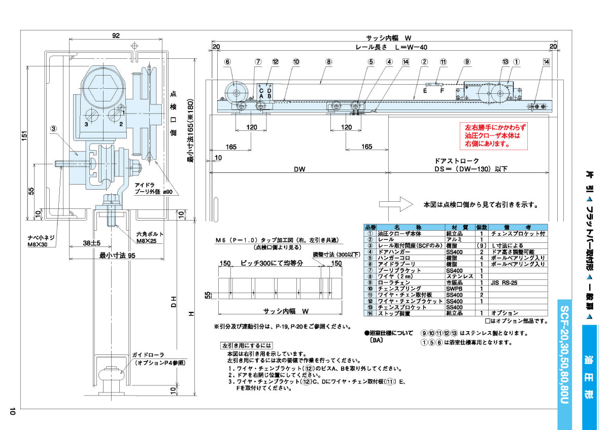 大鳥機工 スライドクローザー SCF-20 【フラットバー取付形, 一般扉用, 引き戸クローザー, DIA, Diamond, OHTORI KIKO】