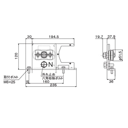 ダイケン 引戸クローザー部品 制御フレーム HCS200PFK（戸先用戸車）