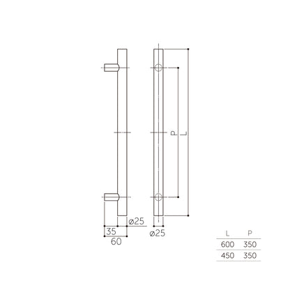 マルキ 丸棒ドアハンドル MDS-160（両面） 【押し棒, 押棒, MARIX, MARUKI HARDWARE, MK, 丸喜金属】