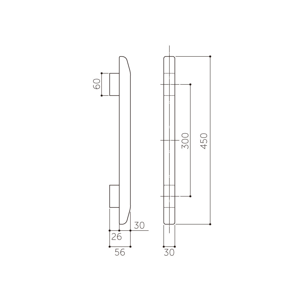 MDW-400（両面）｜のぞみハンドル（ドアハンドル・押し棒）｜MARUKI