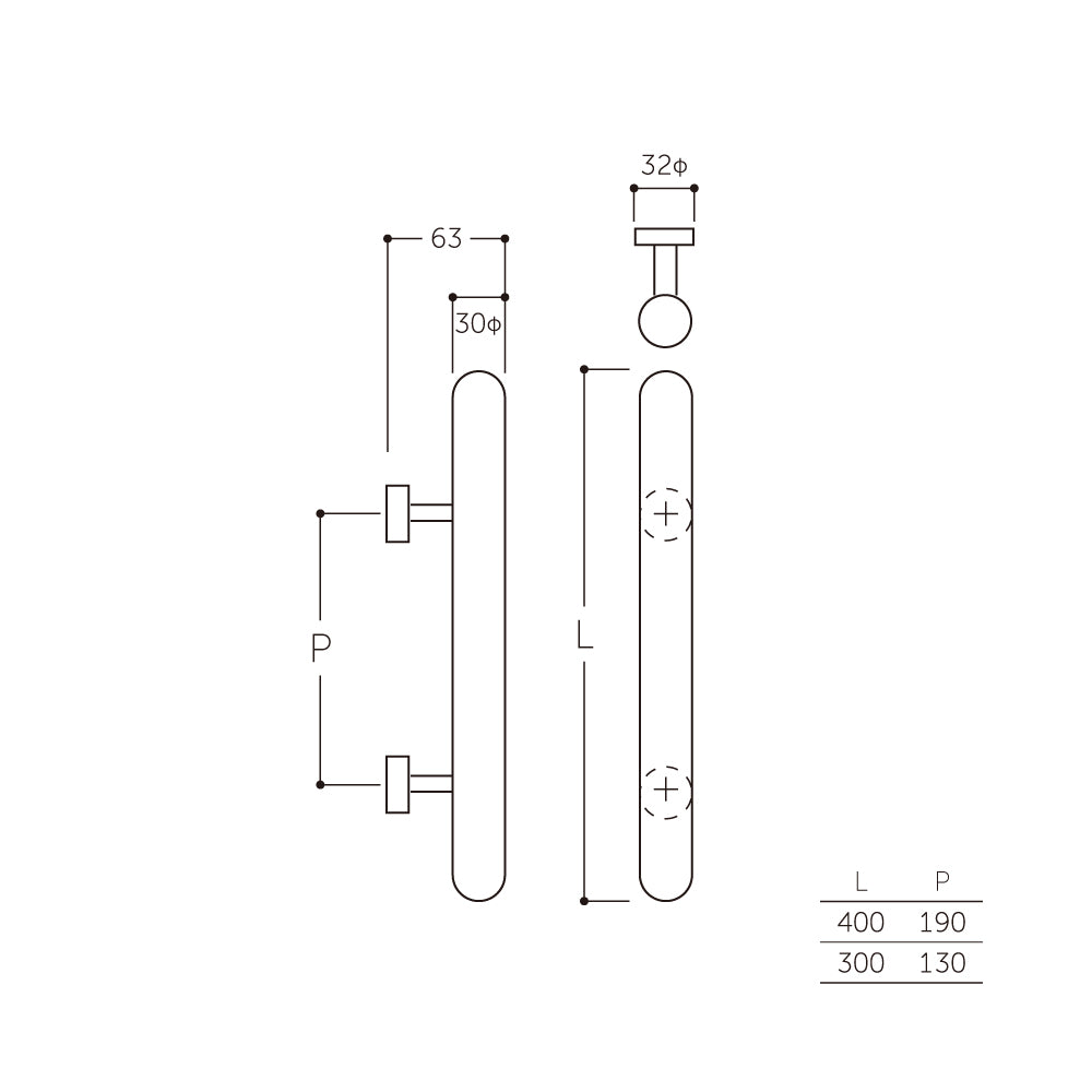 W-309（両面）｜タモウッド サキマルハンドル30Φ（押し棒）｜MARUKI