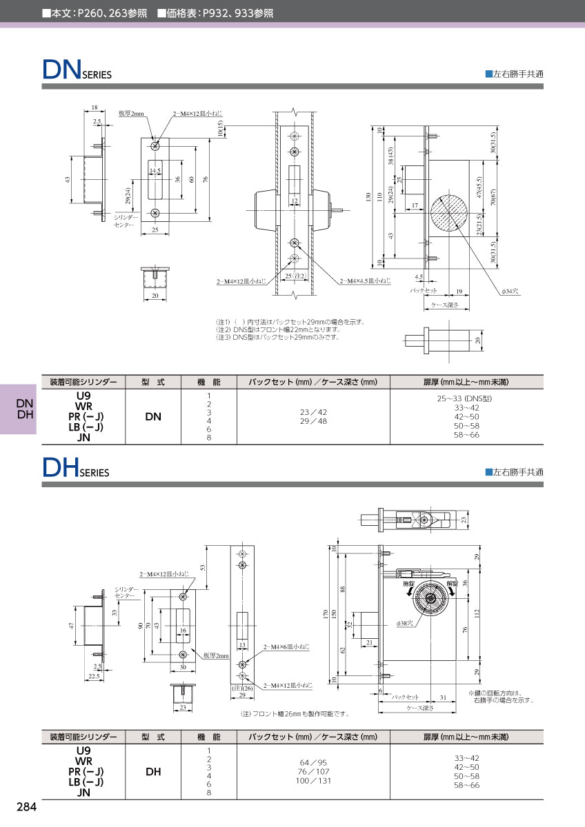 美和ロック 本締錠 U9 DN-4 片開き用 ST【外側 シリンダー・内側 シリンダー, DN錠, ミワ, MIWA】