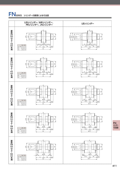 美和ロック 狭框扉用引戸錠 U9 FN-1 ST【外側 シリンダー・内側 サムターン, FN錠, 引戸錠, ミワ, MIWA】