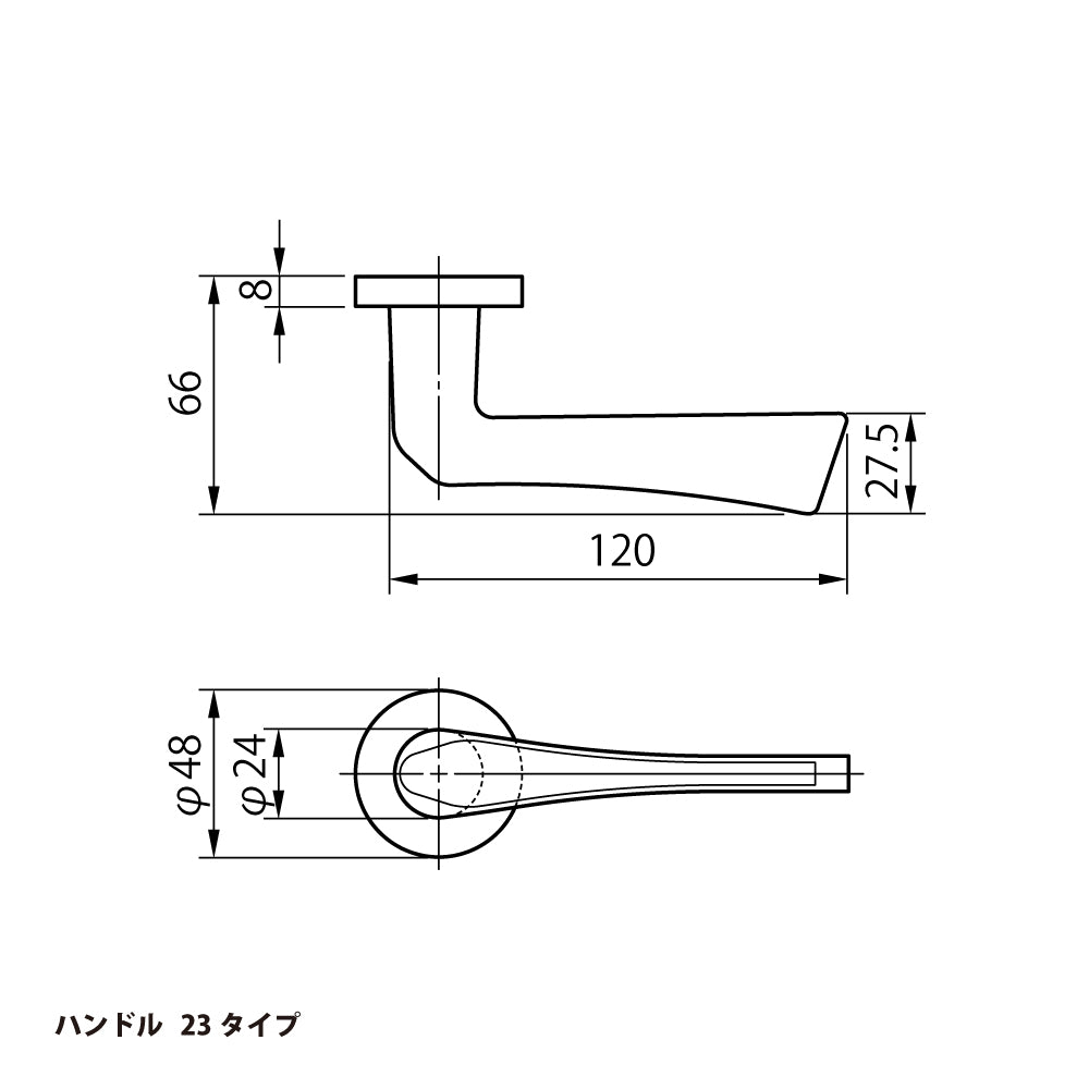 美和ロック レバーハンドル錠 U9 LA23-1 片開き用 SV【外側 シリンダー・内側 サムターン, 23タイプ, LA錠, ミワ, MIWA】