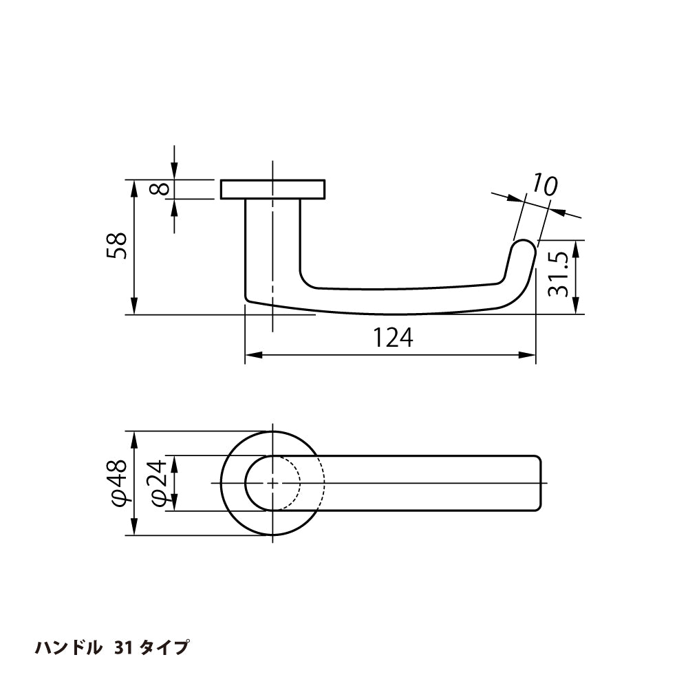 美和ロック レバーハンドル錠 U9 LA31-4 片開き用 SV【外側 シリンダー・内側 シリンダー, 31タイプ, LA錠, ミワ, MIWA】