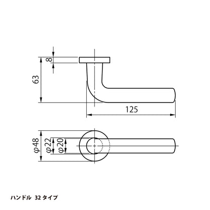 美和ロック レバーハンドル錠 U9 LA32-1 片開き用 SV【外側 シリンダー・内側 サムターン, 32タイプ, LA錠, ミワ, MIWA】