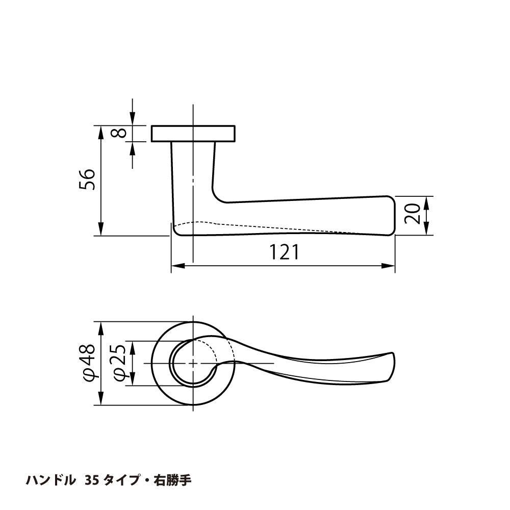 美和ロック レバーハンドル錠 LA35-0 片開き用 SV【外側 なし・内側 なし, 35タイプ, LA錠, ミワ, MIWA】
