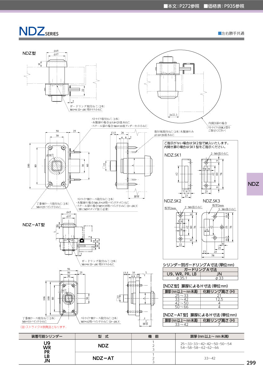 美和ロック 面付本締錠 NDZ-3 片開き用 ST【外側 なし・内側 サムターン, NDZ錠, ミワ, MIWA】