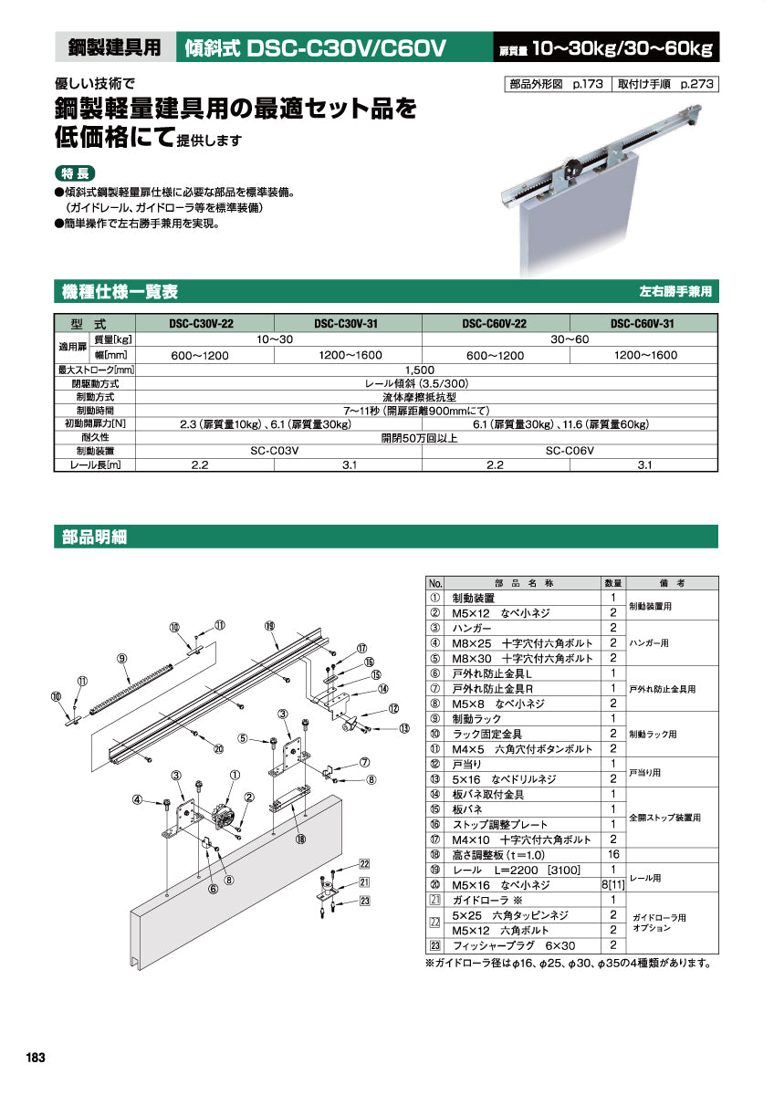 DSC-C60V-22 / DSC-C60V-31（傾斜式・鋼製軽量建具用 