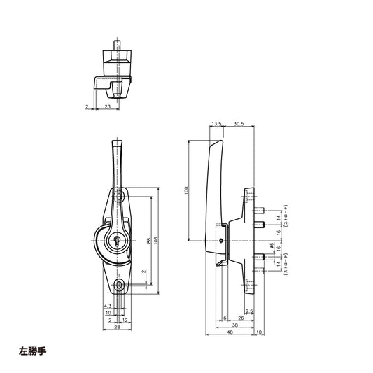 中西産業 AT窓用キー付きクレセント DC-X-1600LC【Nakanishi】