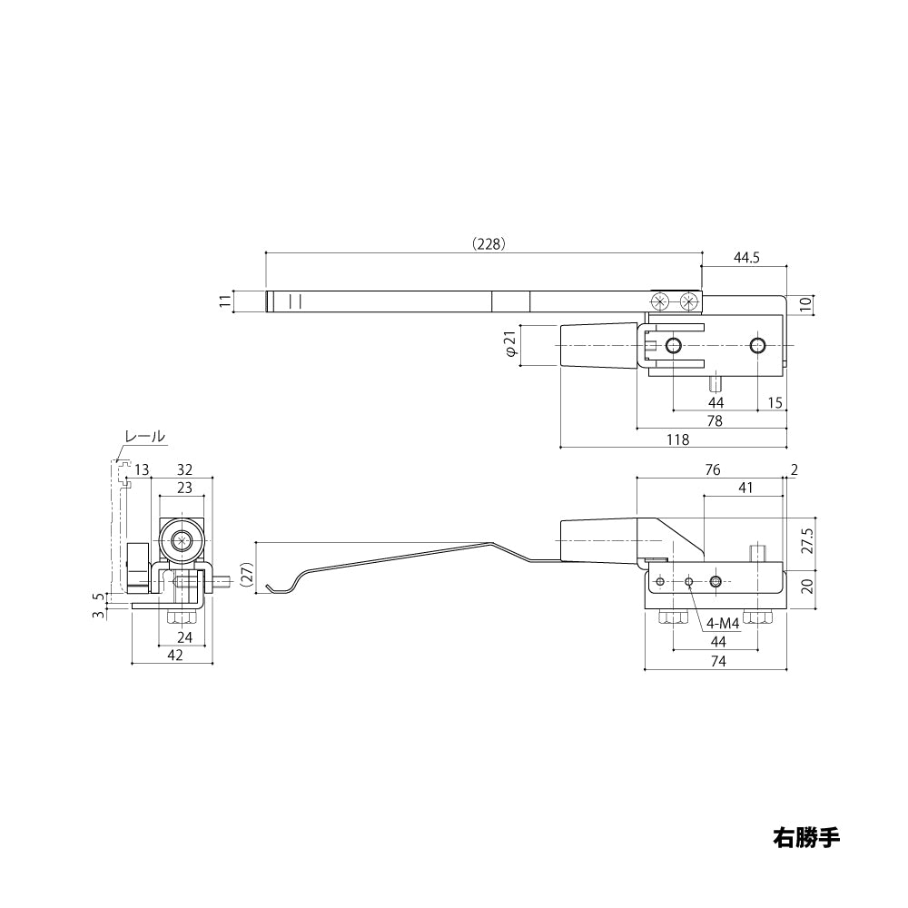 全開ストッパー付き戸当たり HDA-200｜引戸クローザー用部品｜中西産業