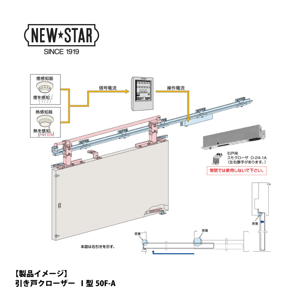 取引 Ⅰ型-200FN-A（防火ドア用、常時開放タイプ）｜引き戸クローザー
