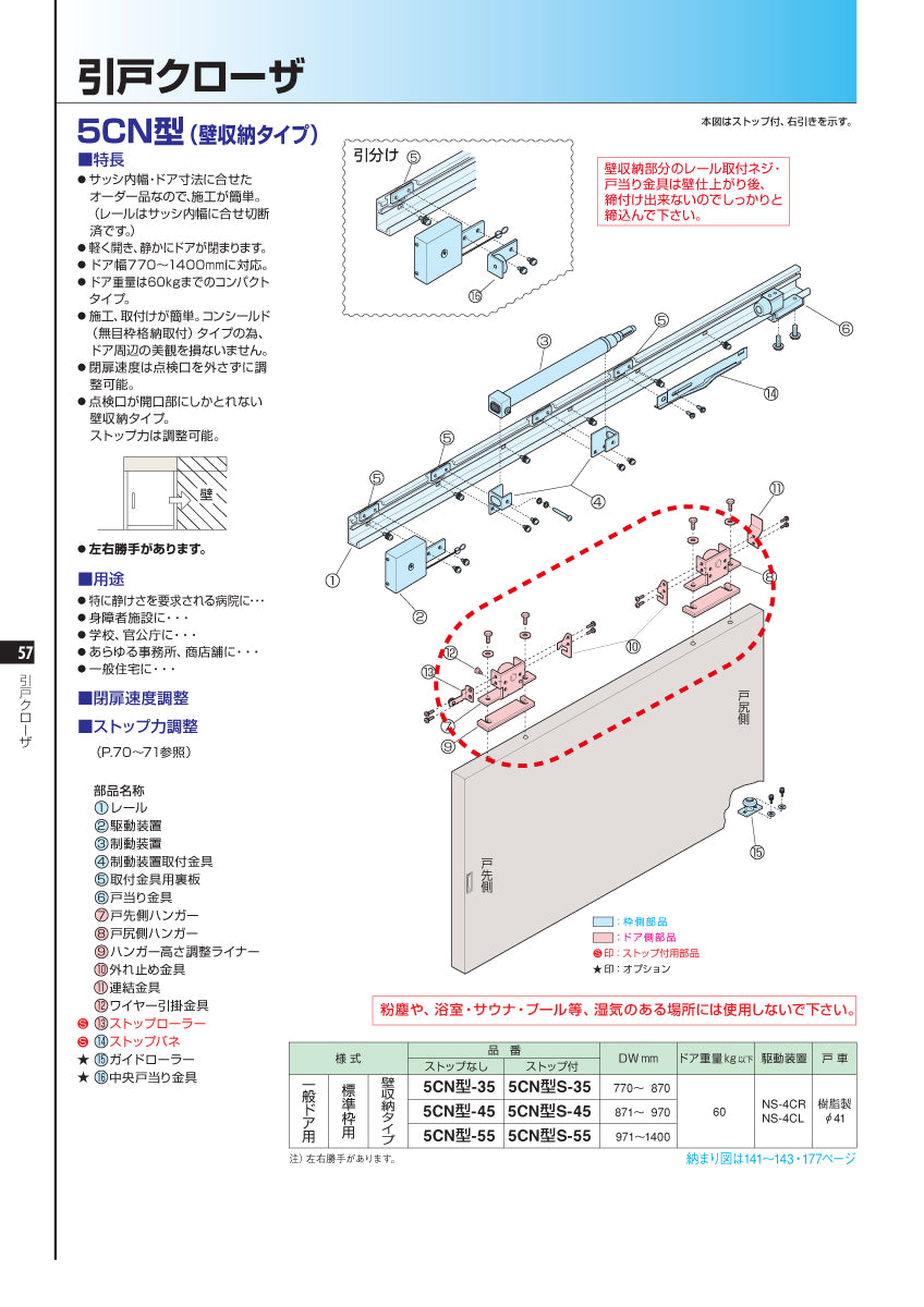 5CN型用 吊車セット（ハンガー戸車）｜引戸クローザー用部品｜ニュース