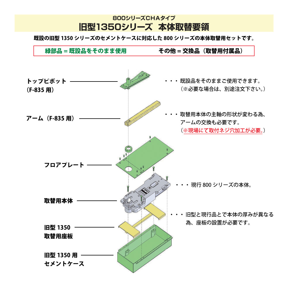 F-835CHA｜廃番フロアヒンジ 1350F用 取替本体｜ニュースター（NEWSTAR） – イブニーズ.com- 建築金物（ドア・窓・サッシ金物）の 販売・専門店 -