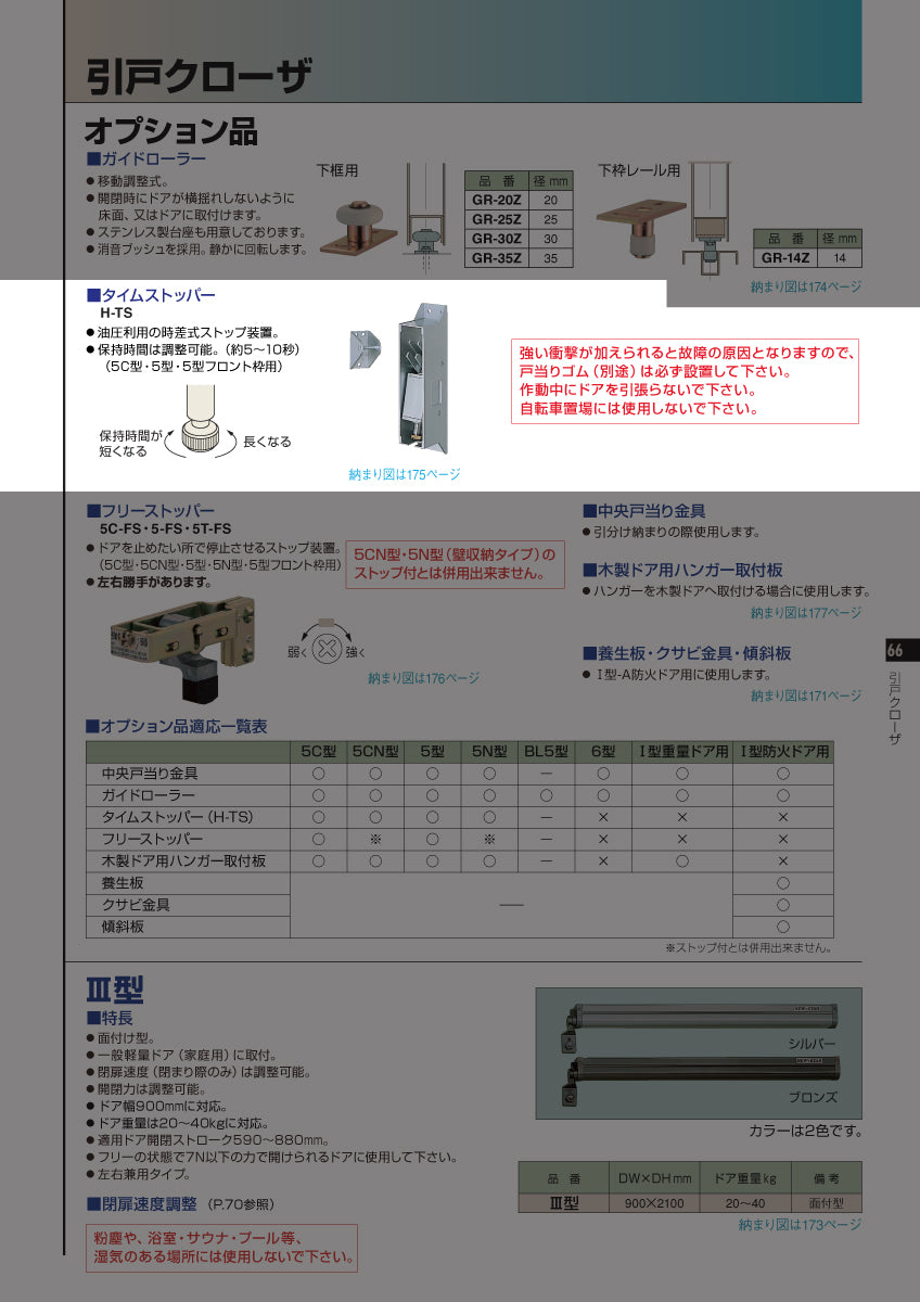 タイムストッパー H-TS｜引戸クローザー部品｜ニュースター（NEWSTAR