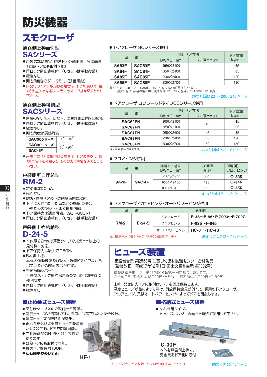 SA-1F｜スモクローザー（防災機器）｜ニュースター（NEWSTAR 