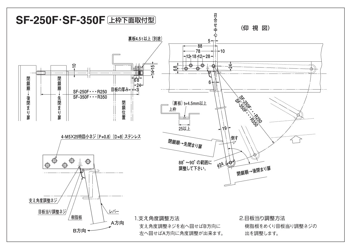 SF-250F｜扉閉鎖順位調整器（上枠下面取付型）｜ニュースター（NEWSTAR 