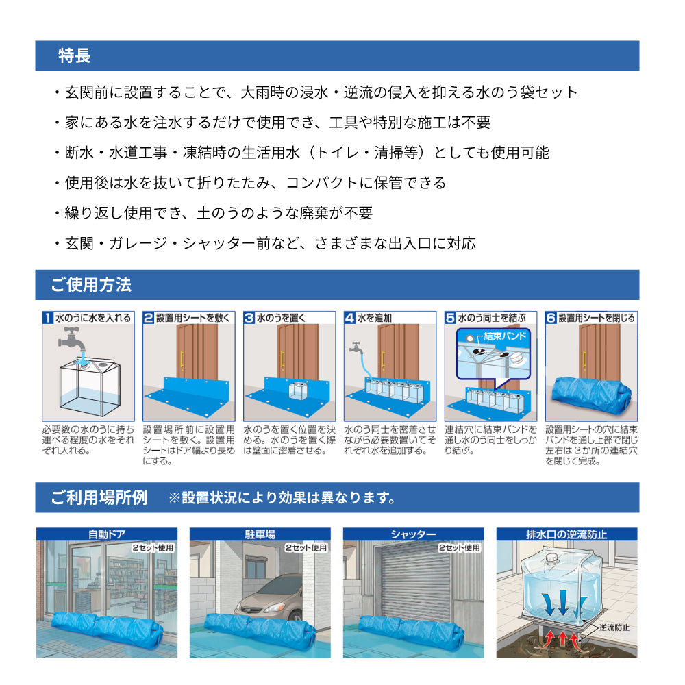 玄関用浸水防止 水のう袋セット N-5010｜ノムラテック（Nomura tec