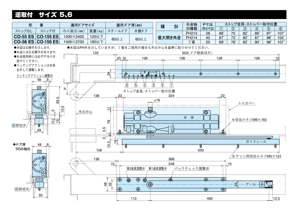 CO-155 ES｜コンシールドドアクローザー｜リョービ（RYOBI