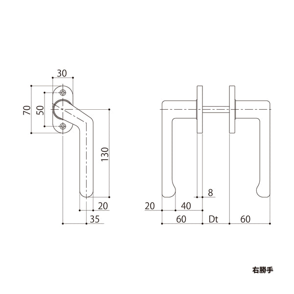 シブタニ(SYS) グレモンハンドル H65 納まり図