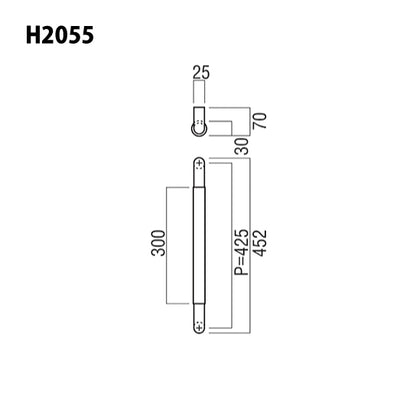 ユニオン ドアハンドル H2055（L452） 【ケアハンドル, 一般ドア用, 押し棒, 押棒, UNION】
