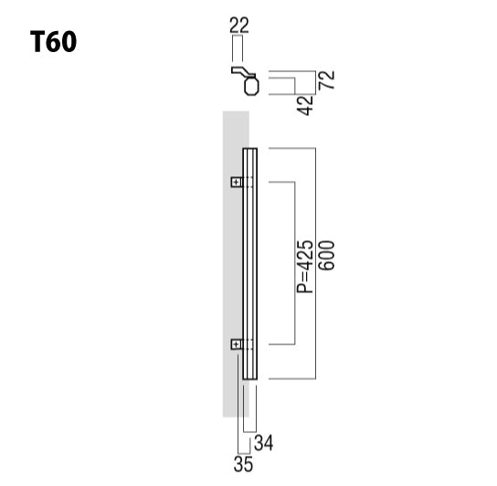 ユニオン ドアハンドル T60（L600） 【一般ドア用, 押し棒, 押棒, UNION】